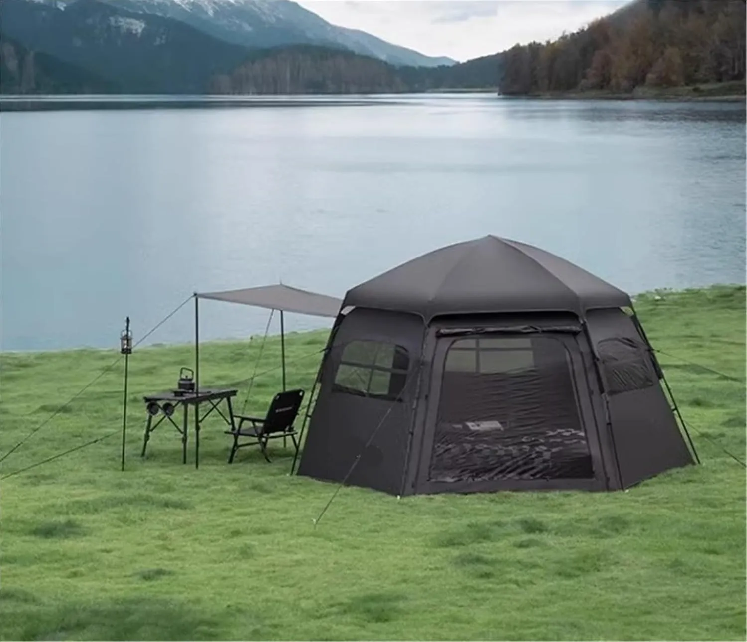 Tent Outdoor Portable Free-to-Build Black Glue Rainproof Camping Equipment