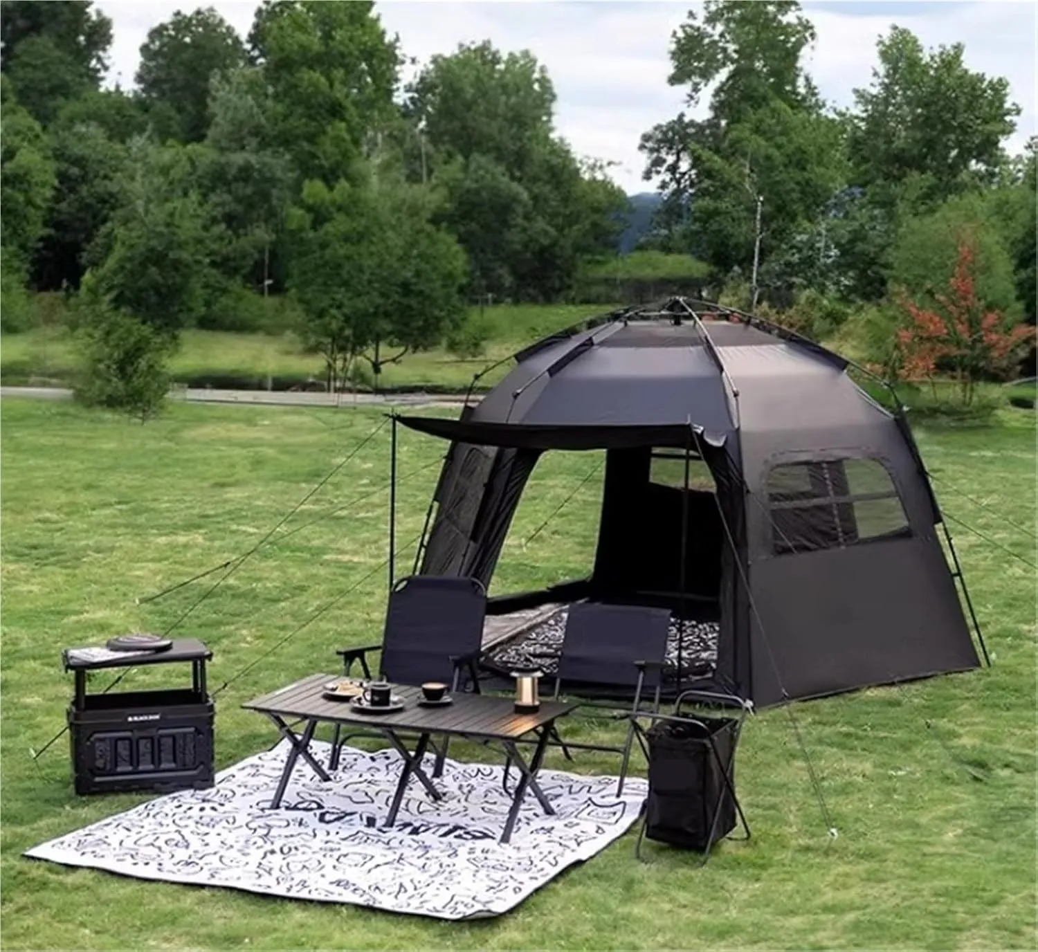 Tent Outdoor Portable Free-to-Build Black Glue Rainproof Camping Equipment
