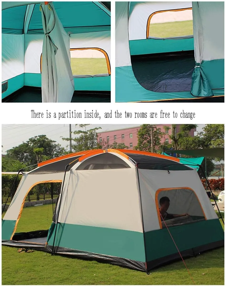 Tent Windproof Waterproof Camping Tent Outdoor Camping Tent,3-5/5-8/8-12 People,Double-Layer Structure,Automatic Quick Opening No Need to Build,Rainproof Sunscreen Waterproof,Picnics Beach