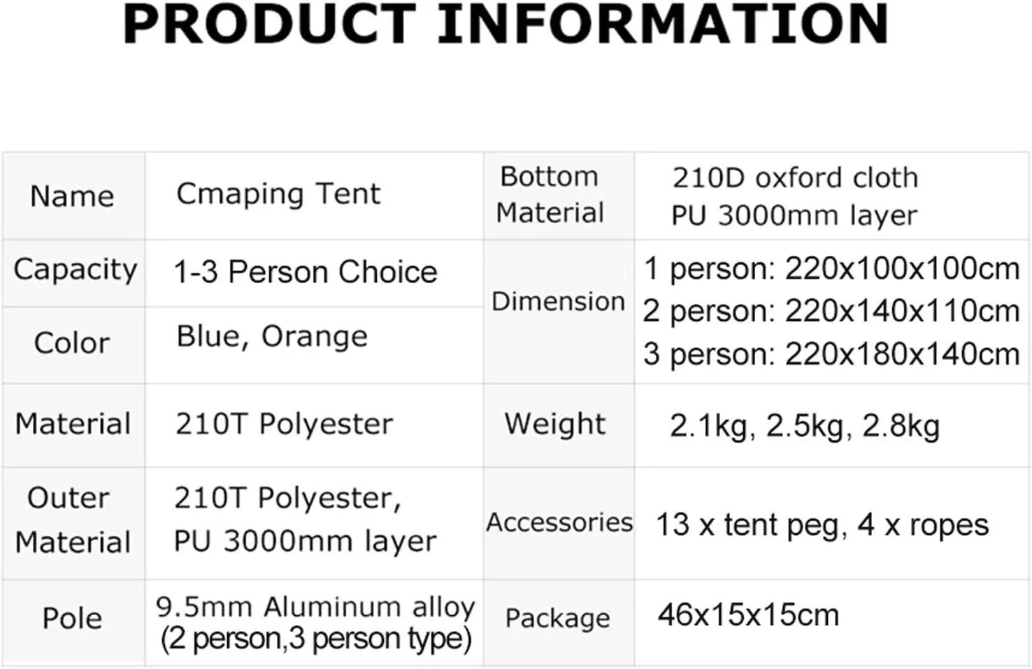Tents Backpacking Camping Tent, Lightweight 1-3 Person Tent Double Layer Waterproof Portable Aluminum Poles Travel Tents, Green