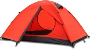 Tents for Camping 2 Person Ultralight Double Layer Aluminum Poles Waterproof Windproof Camping Tent Beach Tent (Color : 2 Person Red)
