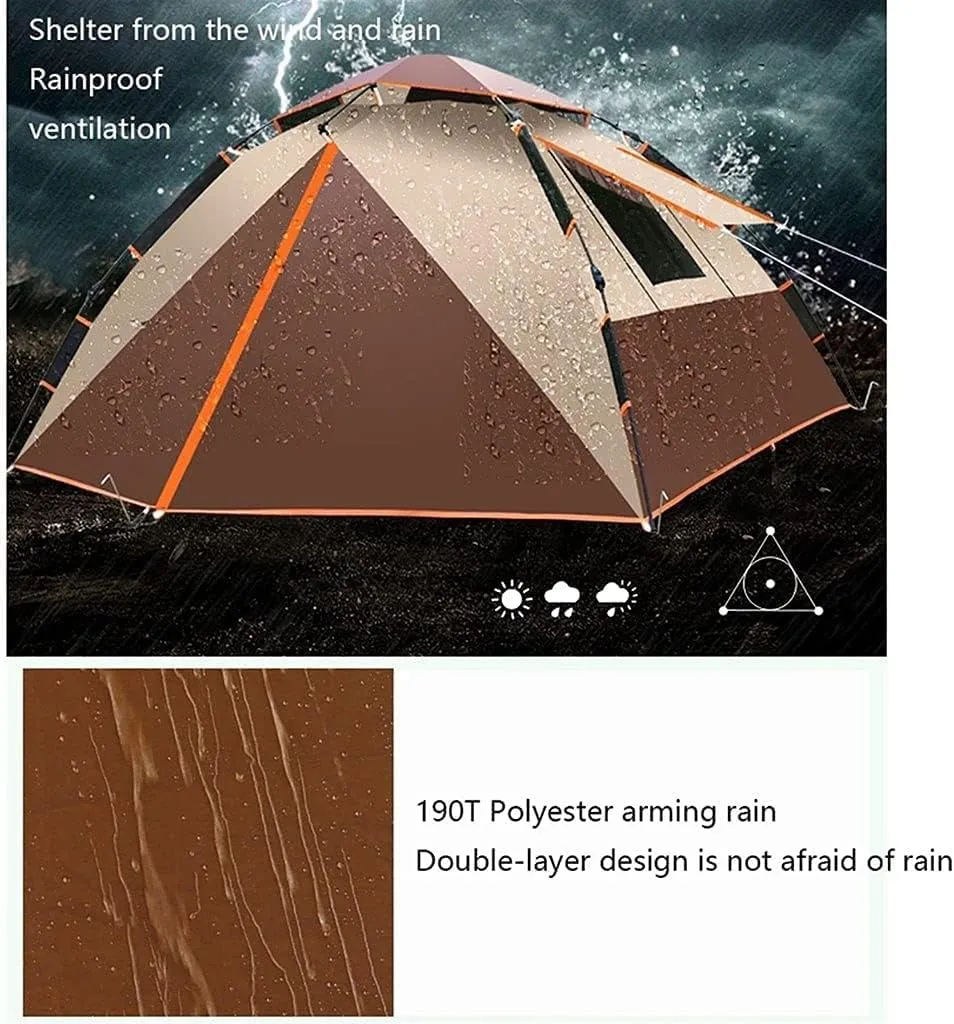 Tents for Camping Beach Tents Quick Automatic Opening Camping Tent Double Layer Instant Tent Waterproof Anti-UV for Outdoor Hiking 3-4 Person Family Tents for Camping Hiking Traveling