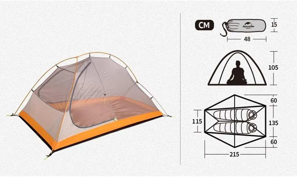 Tents for Camping Ultralight Camping Tent 2 Person with 2 Doors Easy Set Up Double Layer Waterproof Tent for Hiking Outdoor Beach Tent