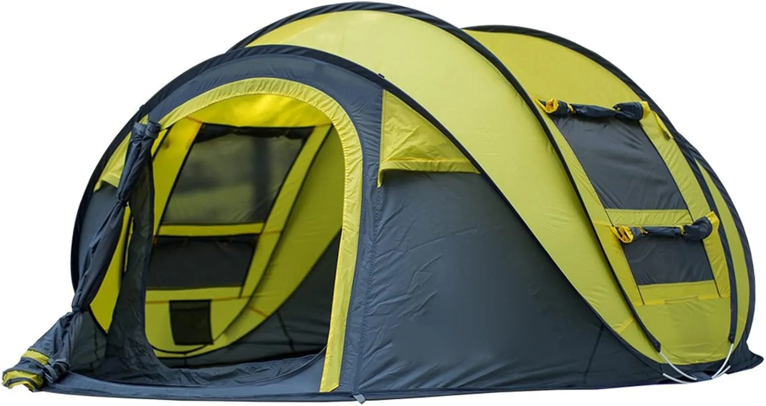 Tents Throw Pop Up Tent 4-6 Person Outdoor Automatic Tents Double Layers Large Family Tent Waterproof Camping Hiking Tent