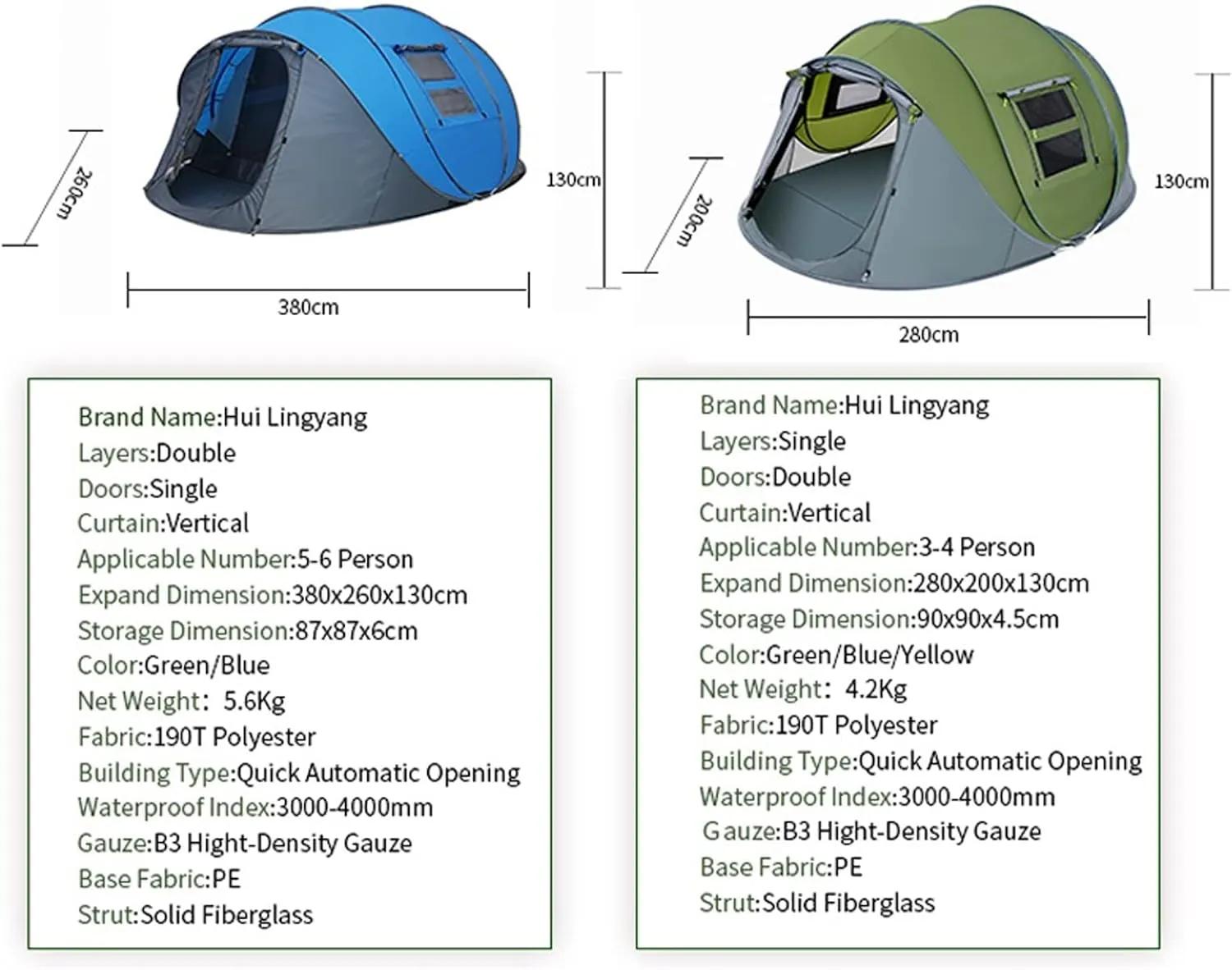 Tents Throw Pop Up Tent 4-6 Person Outdoor Automatic Tents Double Layers Large Family Tent Waterproof Camping Hiking Tent