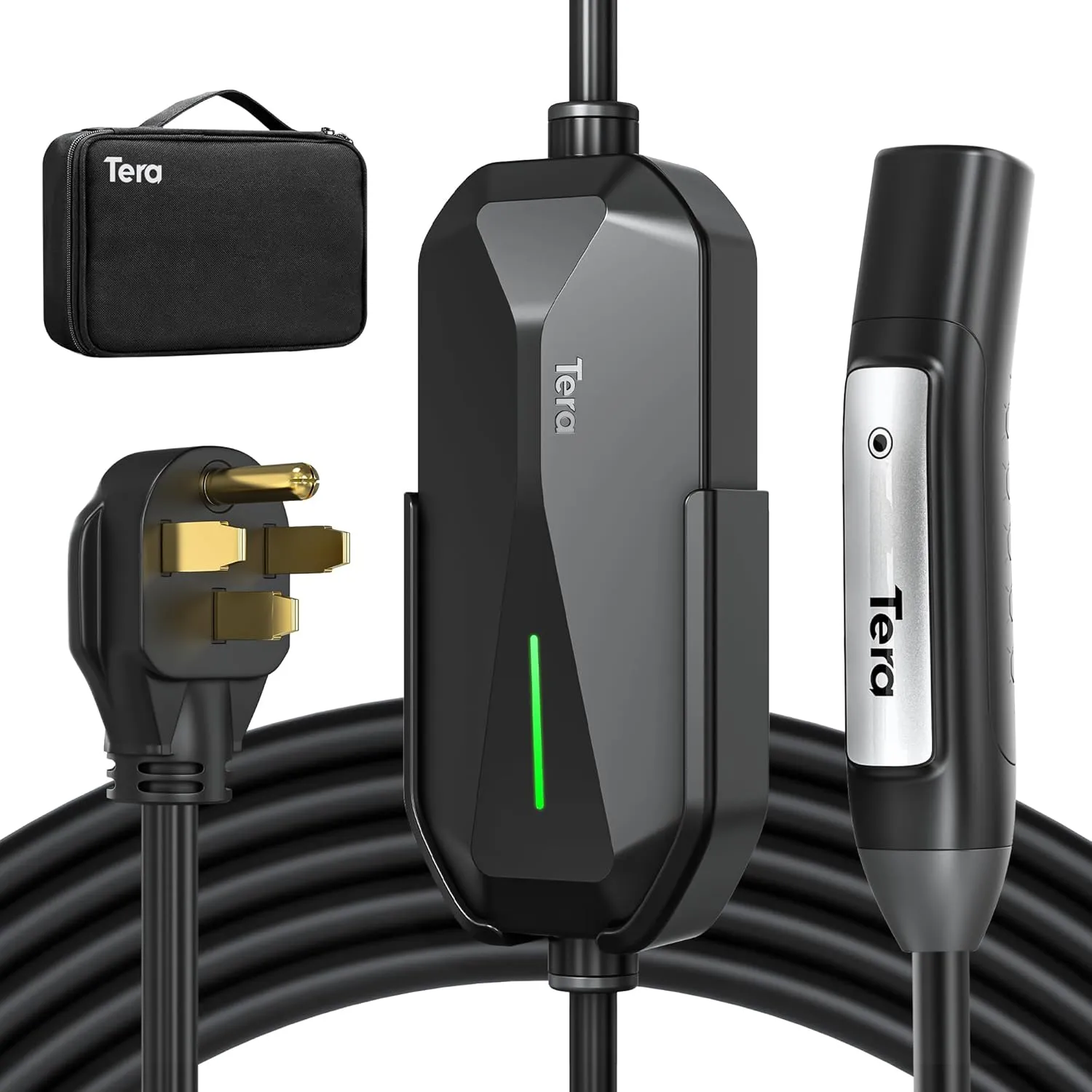 Tera 2025 New Electric Vehicle Charger for Tesla Most Compact 40A 25FT NACS ETL FCC Level 2 NEMA 14-50 & NEMA 5-15 Level 1 Waterproof Patent IP66 Portable EV Charger for Tesla Y/3/S/X Cybertruck P05