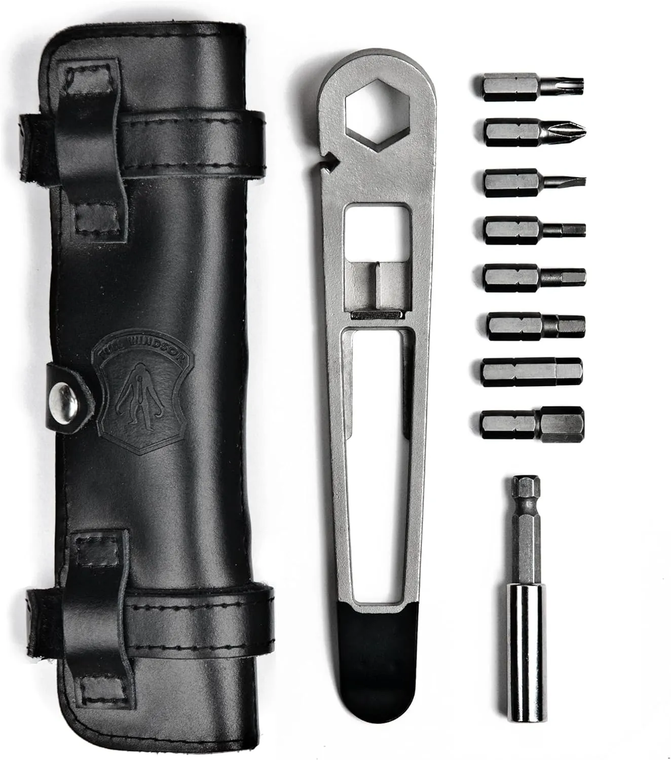 THE NUTTER All-in-One Bicycle Tool - Portable Repair Kit for Cycling, MTB & Road Bikes - Emergency Tool Set with Black Leather Pouch - Compact Accessories for Quick Fixes - For All Bikes
