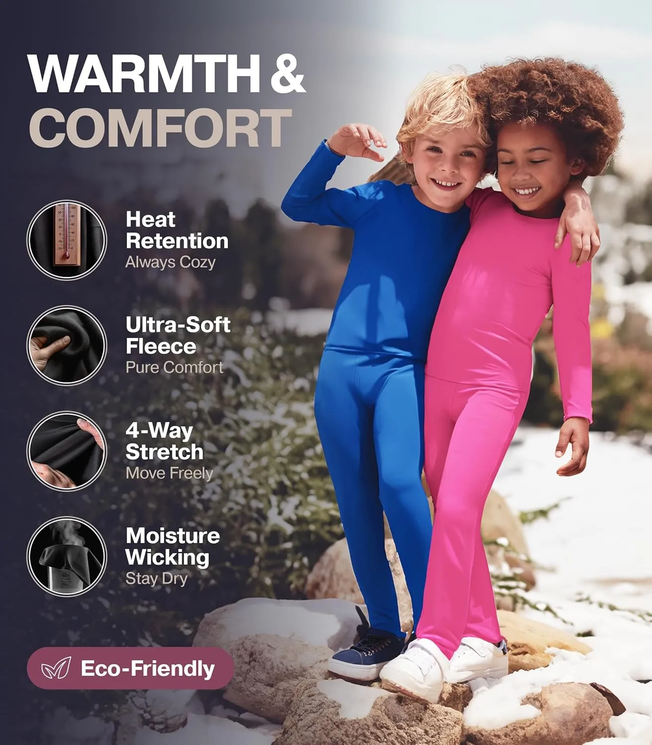 Thermajane Thermal Underwear for Kids Long Johns, Girls Thermal Underwear Set, Base Layer Kids Long Underwear