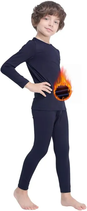 Thermal Underwear for Boys Fleece Lined Long Johns Set for Kids Ultra Soft Base Layer
