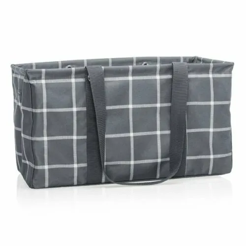 Thirty one Large Utility Tote Beach Picnic Laundry Basket Bag 31 Gift in Windowpane Plaid
