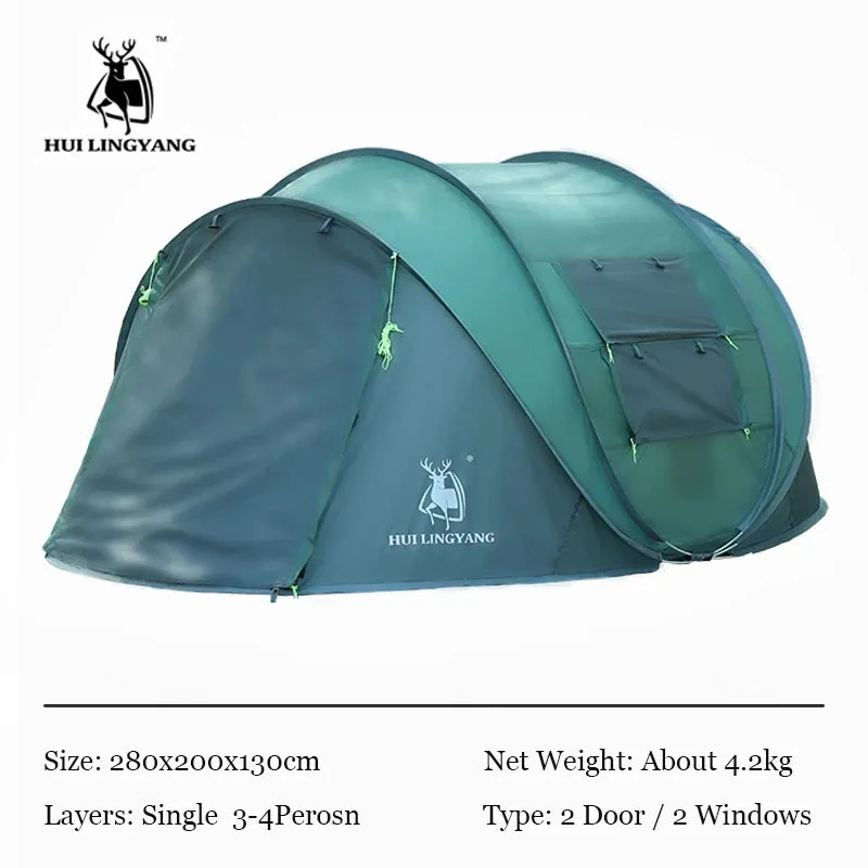 Throw Tent - Automatic Pop-Up Waterproof Camping Hiking Tent for Large Families