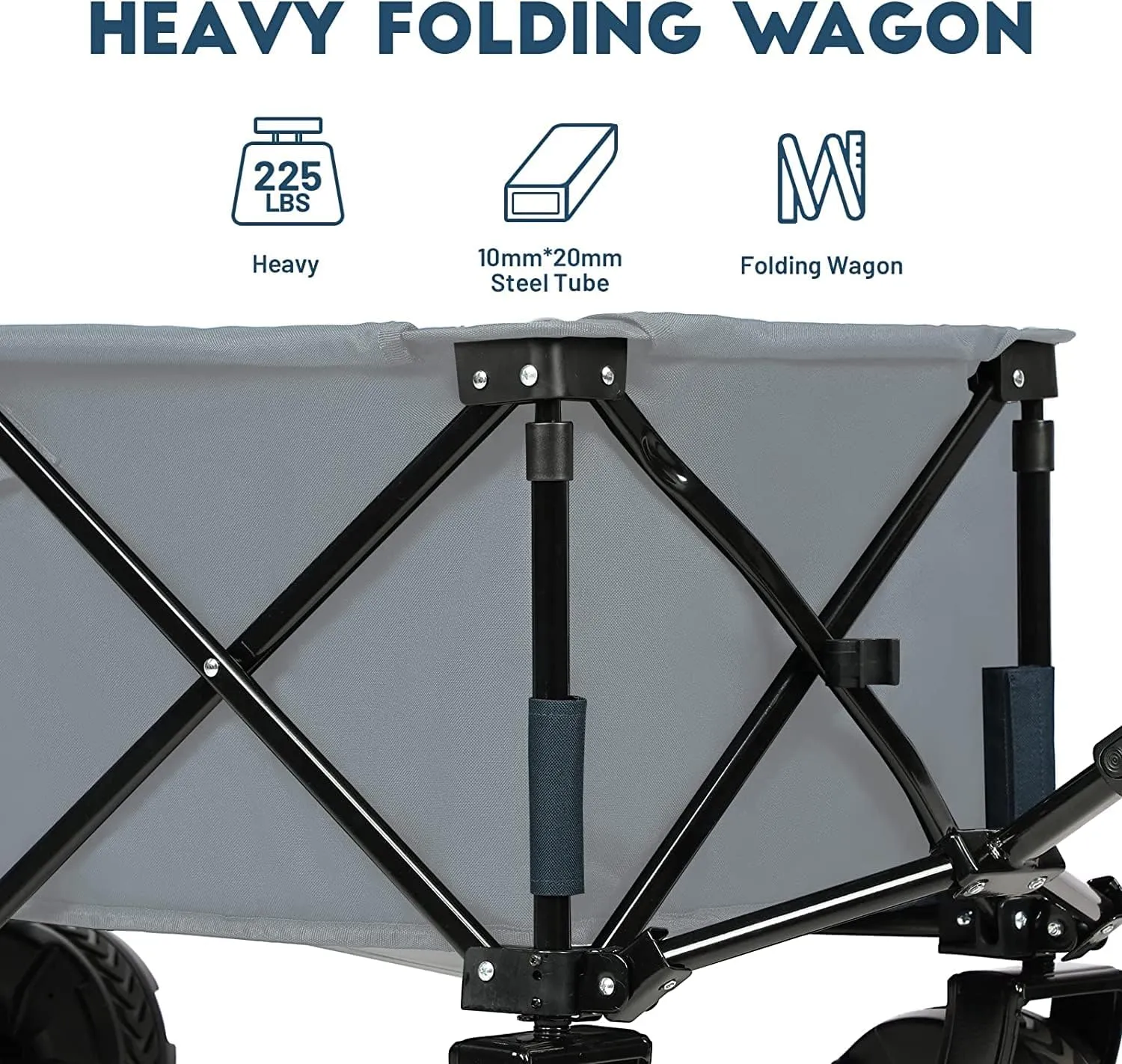 Timber Ridge Folding Wagon Collapsible Utility Big Wheels Shopping Cart for Beach Outdoor Camping Garden All Terrain, Heavy Duty Portable Grocery Cart with Side Bag