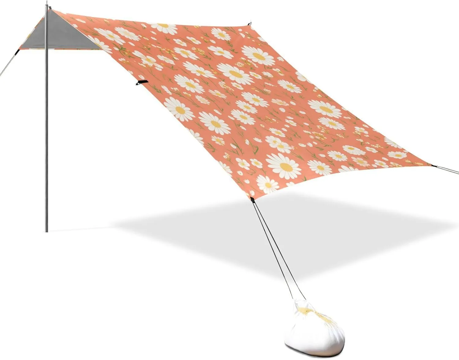 Tiny Daisy Light Salmon Stable Beach Tent UPF50  Easy Setup Large Sun Shelter with Carrying Bag for Camping, Picnics, Backyard & Fishing