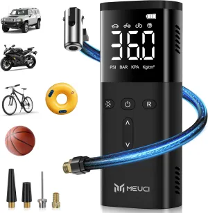 Tire Inflator Portable Air Compressor - Cordless Air Pump for Car Tires with 10000mAh Battery, 150PSI Electric Bike Tire Pump with Digital Pressure Gauge for Auto, Motorcycle, Bicycle, Balls