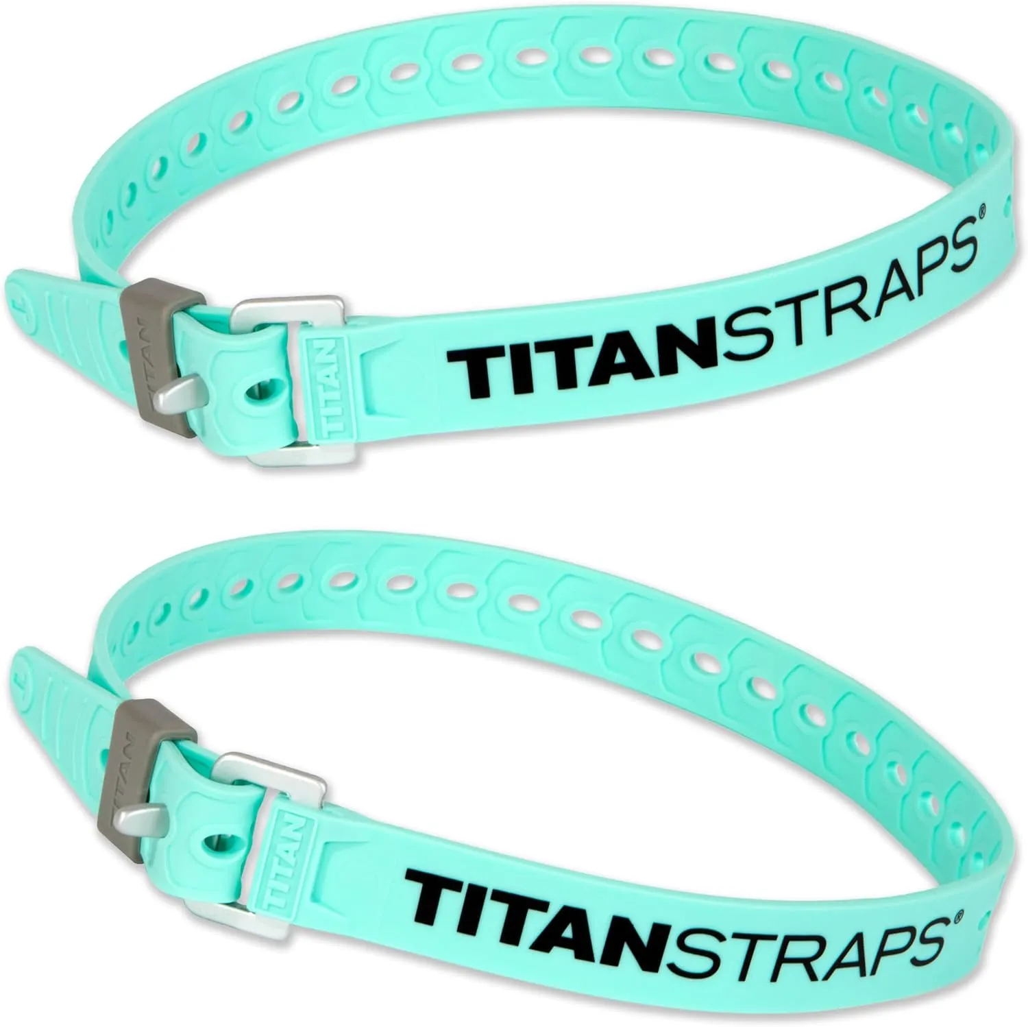 Titan Utility Straps – Easy-To-Use, Reliable Tension Straps for Securing Bike & Moto Gear, Skis, Garden Hoses, Field Repairs – Use in Frigid Temp – 60 lb. Working Load, 25" Length, 2-Pack, Sea Foam