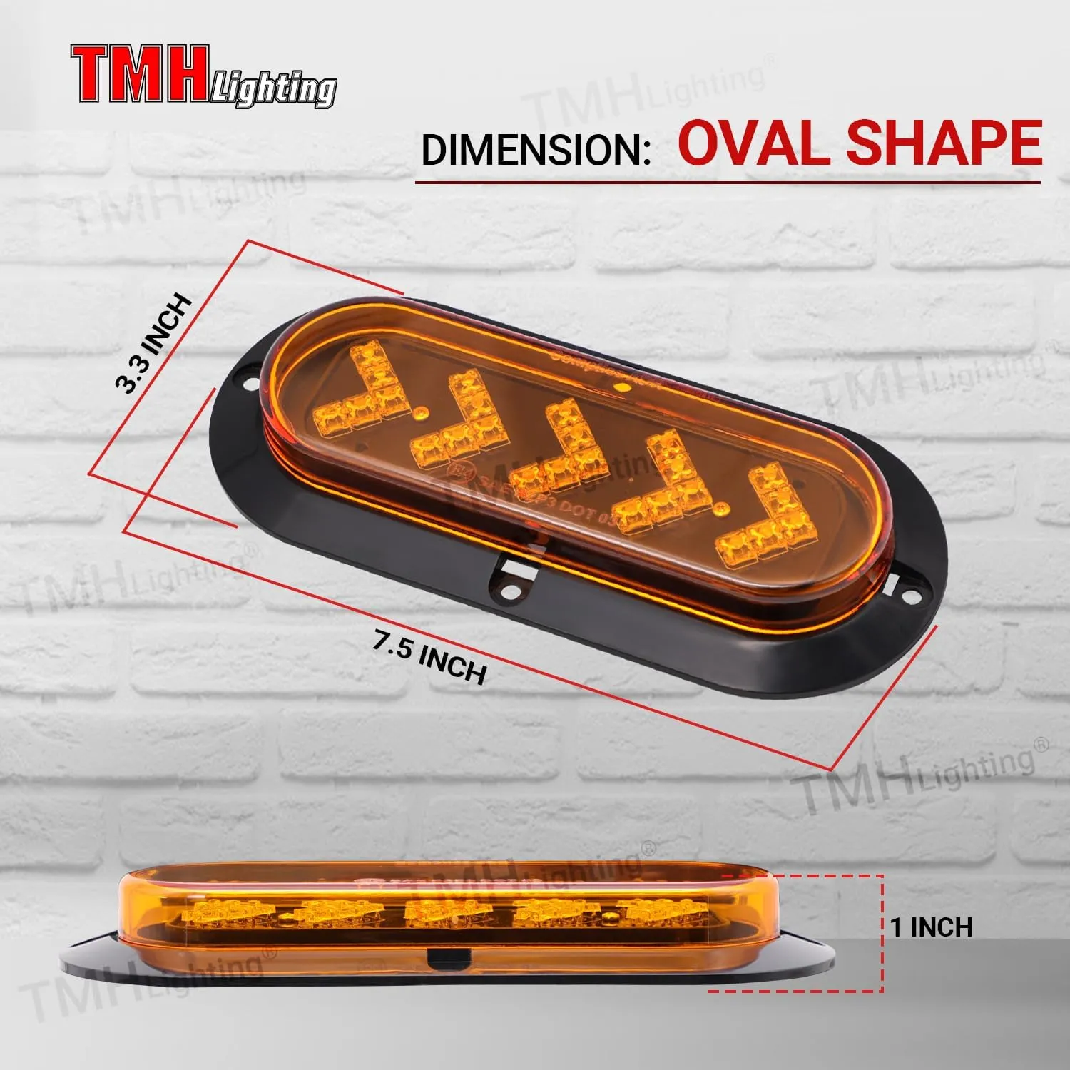 TMH (Pack of 2 6 Inch Oval ARROW Amber Light Turn Signal Tail Indicator Light 25 LED Sealed Marker Lights suitable for Truck Trailer Dump Truck Bus 12V DC