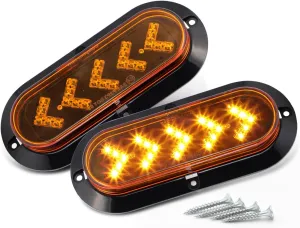 TMH (Pack of 2 6 Inch Oval ARROW Amber Light Turn Signal Tail Indicator Light 25 LED Sealed Marker Lights suitable for Truck Trailer Dump Truck Bus 12V DC