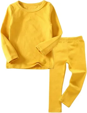 Toddler Boys Girls Thermal Underwear Long Sleeve T-shirt Leggings 2Pcs Kids Winter Base Layer Set, 12Months-8Years