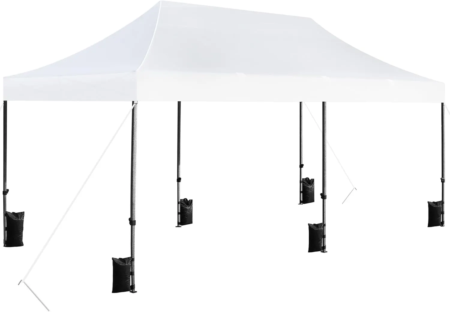 Topeakmart 10x20 Commercial Pop Up Canopy, Heavy Duty Instant Shelter Tent, Adjustable Canopy with Wheeled Carry Bag, 6 Sandbags & 10 Stakes, White