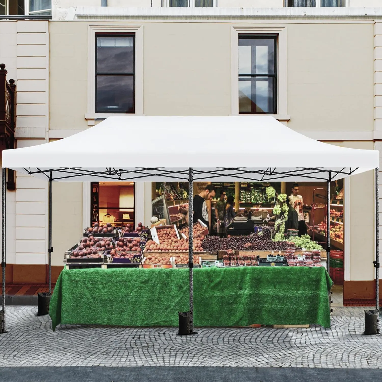 Topeakmart 10x20 Commercial Pop Up Canopy, Heavy Duty Instant Shelter Tent, Adjustable Canopy with Wheeled Carry Bag, 6 Sandbags & 10 Stakes, White