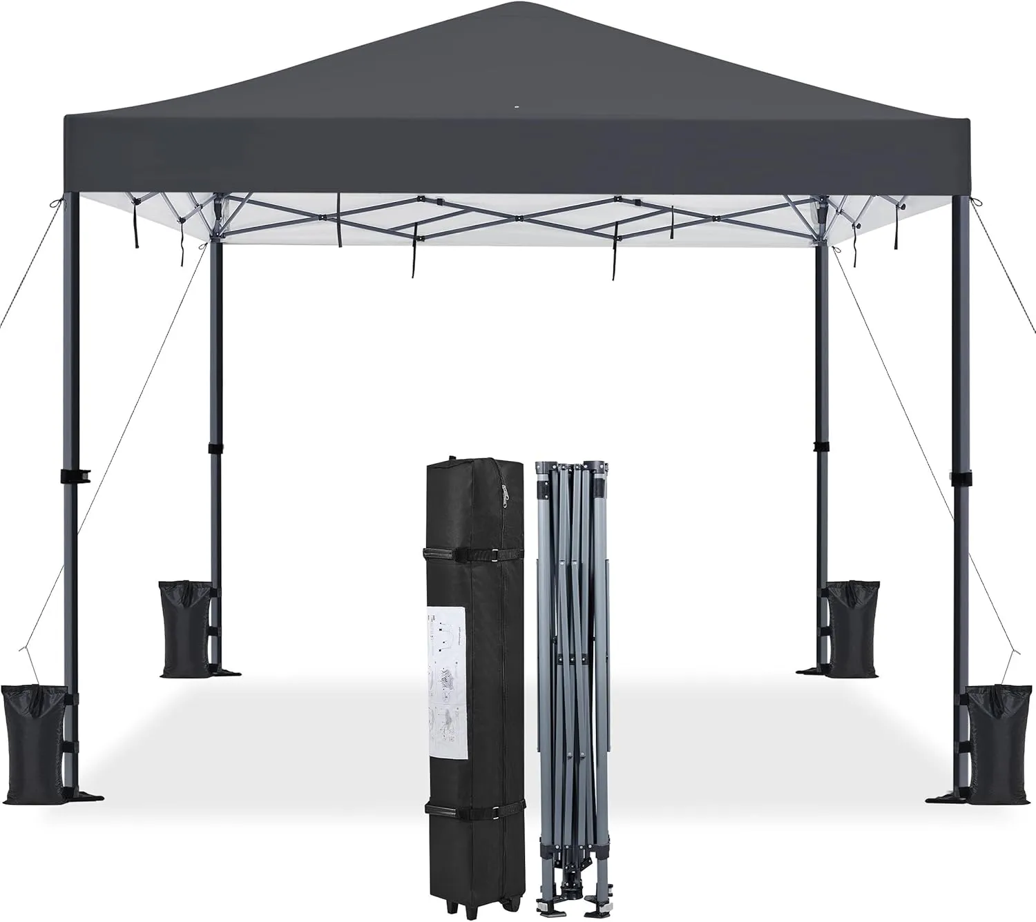 Topeakmart Pop-up Canopy with One-Push-to-Lock Setup Mechanism, UPF 50  Instant Event Shelters Sun Shade Tent, Suitable for Home & Commercial Use (12x12FT, Dark Gray)