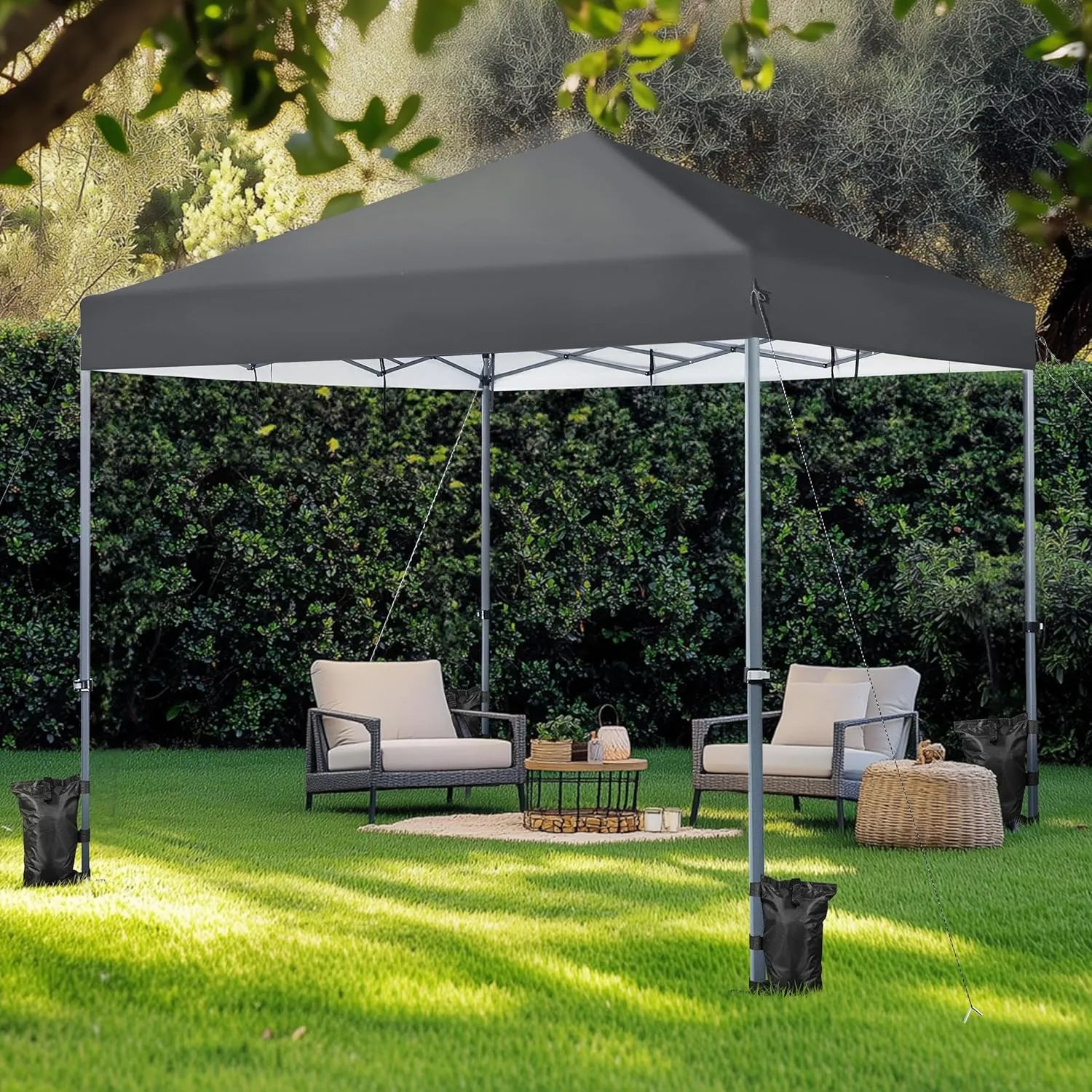 Topeakmart Pop-up Canopy with One-Push-to-Lock Setup Mechanism, UPF 50  Instant Event Shelters Sun Shade Tent, Suitable for Home & Commercial Use (12x12FT, Dark Gray)