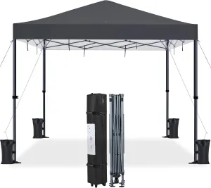 Topeakmart Pop-up Canopy with One-Push-to-Lock Setup Mechanism, UPF 50  Instant Event Shelters Sun Shade Tent, Suitable for Home & Commercial Use (12x12FT, Dark Gray)