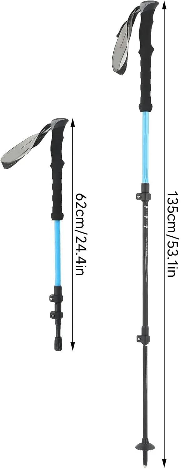 Topyond Lightweight Wear-Resistant 3-Section Carbon Fiber Hiking Pole with Ergonomic Design, Retractable Walking Stick
