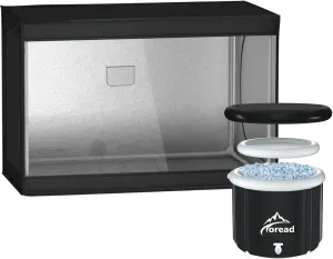 TOREAD Portable 2 Person Lying Steam Sauna & 87gal Cold Plunge Tub Combo - Black Rectangular Home Sauna Tent with Chair & Ice Bath Tub
