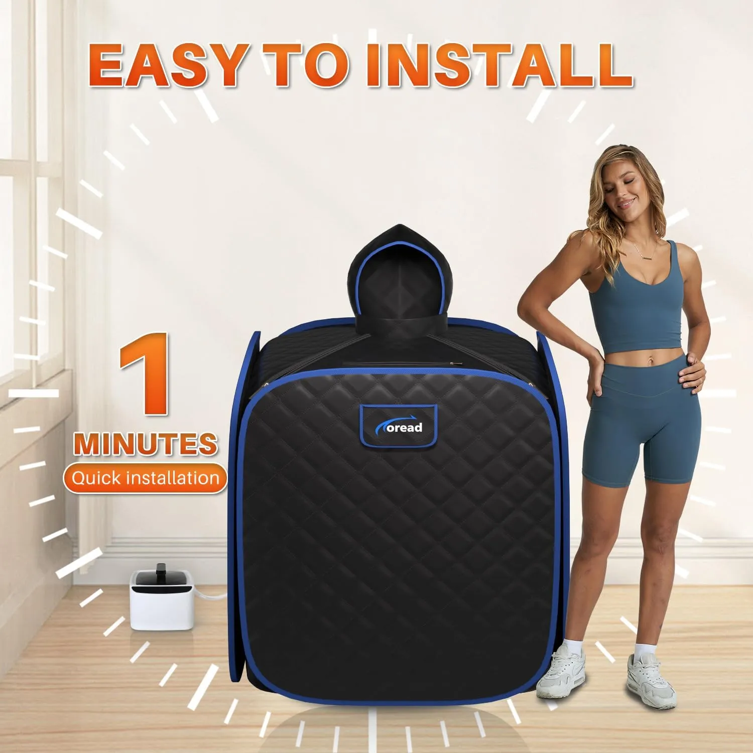TOREAD Portable Steam Sauna for Home Spa, at Home Folding Steam Sauna with 1000W 2.8L Generator and Remote Control, Fast Heating in 6 Min Home Sauna Tent for Relaxation (Black)