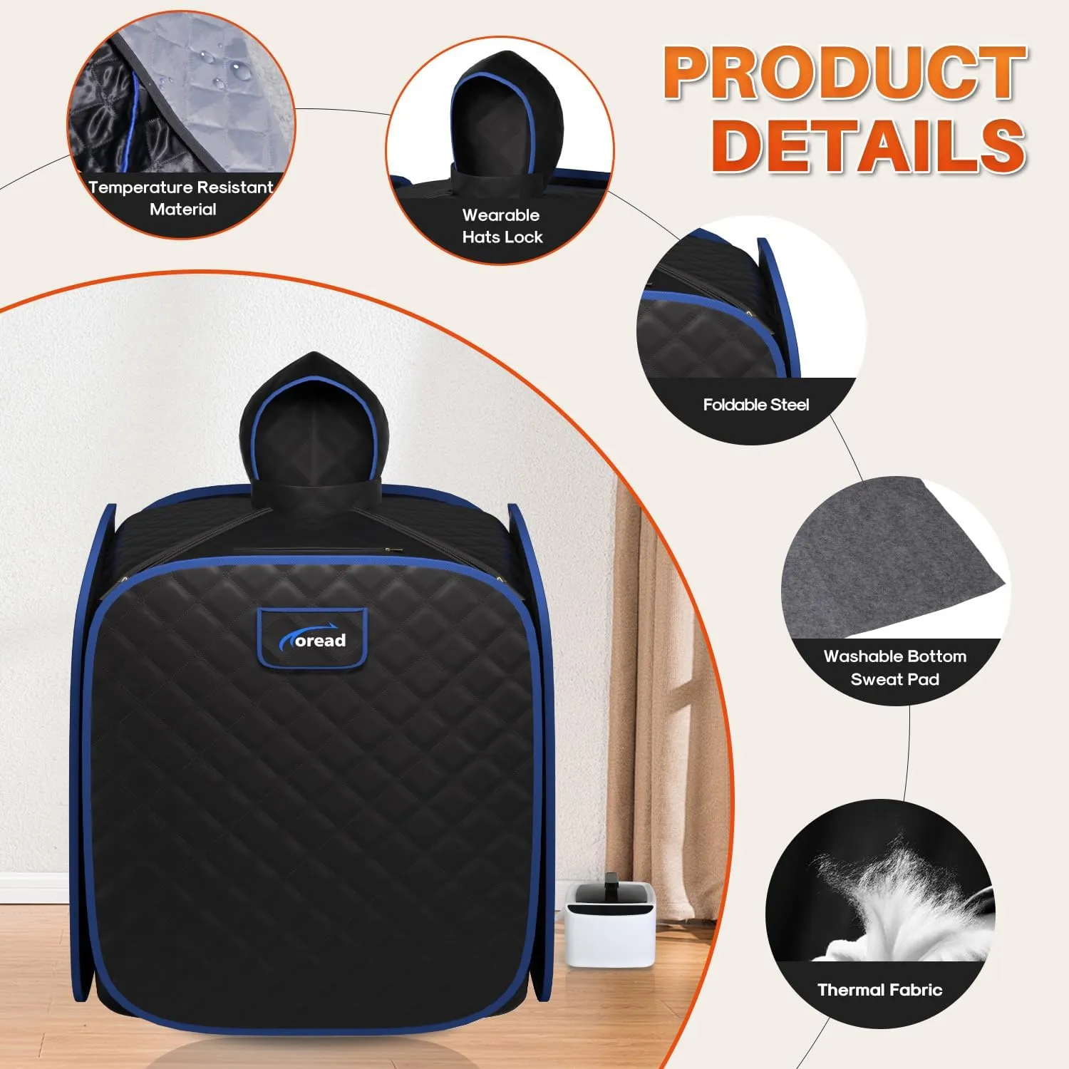 TOREAD Portable Steam Sauna for Home Spa, at Home Folding Steam Sauna with 1000W 2.8L Generator and Remote Control, Fast Heating in 6 Min Home Sauna Tent for Relaxation (Black)