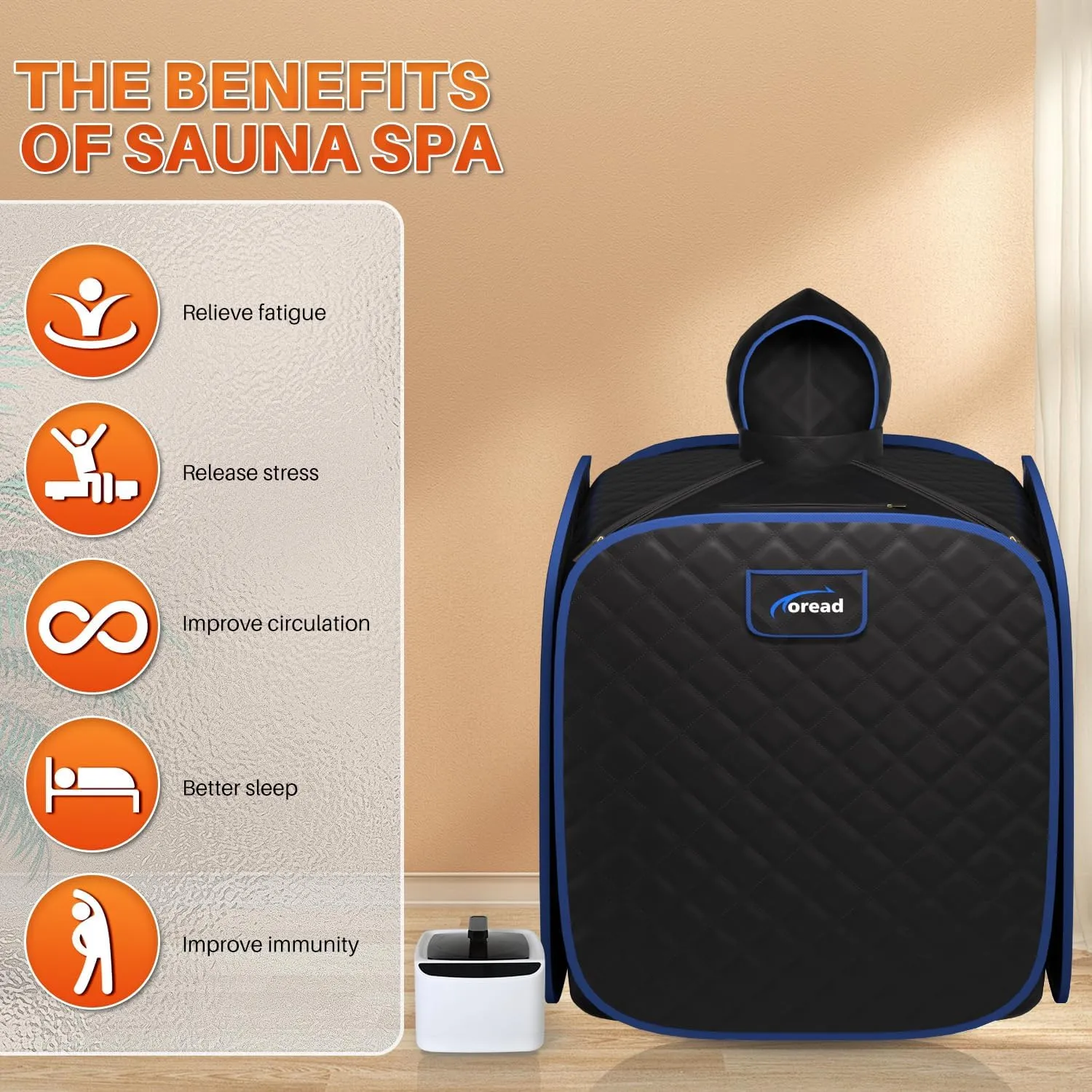 TOREAD Portable Steam Sauna for Home Spa, at Home Folding Steam Sauna with 1000W 2.8L Generator and Remote Control, Fast Heating in 6 Min Home Sauna Tent for Relaxation (Black)
