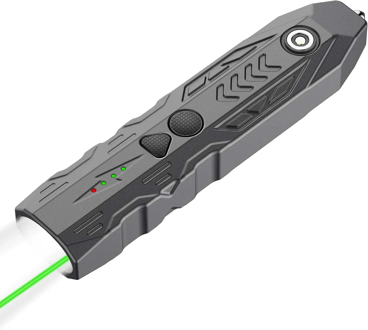 TOUGHSOUL Dual Light Source EDC Light and Green Beam Combo, 1000 Lumen Slim White LED Flashlight with Built-in Rechargeable Battery for Outdoors, Emergency, Hunting