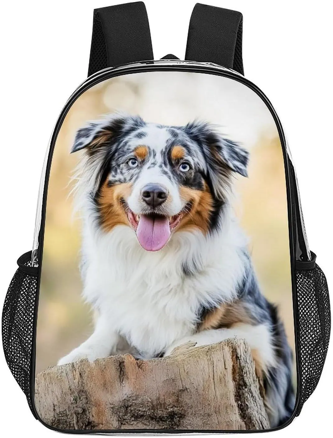 Transparent Daypack Backpack for Climbing Outdoors Running - Big Capacity Multipurpose Anti-Theft Bookbag, Animal Australian Shepherd Travel Hiking & Camping Rucksack