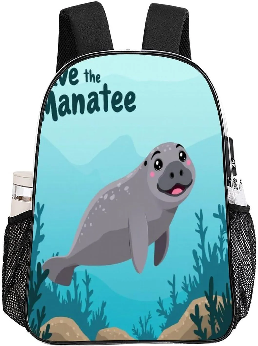 Transparent Daypack Backpack for Trekking Picnic Walking Cycling - Large Capacity Anti-Theft Multipurpose Shoulder Bag, Save Manatee Art Casual Daypack