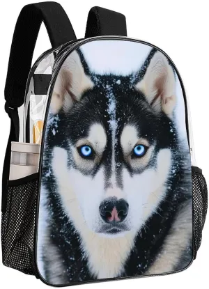 Transparent Daypack for Camping Travel Walking Cycling - Big Capacity Anti-Theft Multipurpose Bookbag, Funny Siberian Husky Dogs Camping Outdoor Backpack