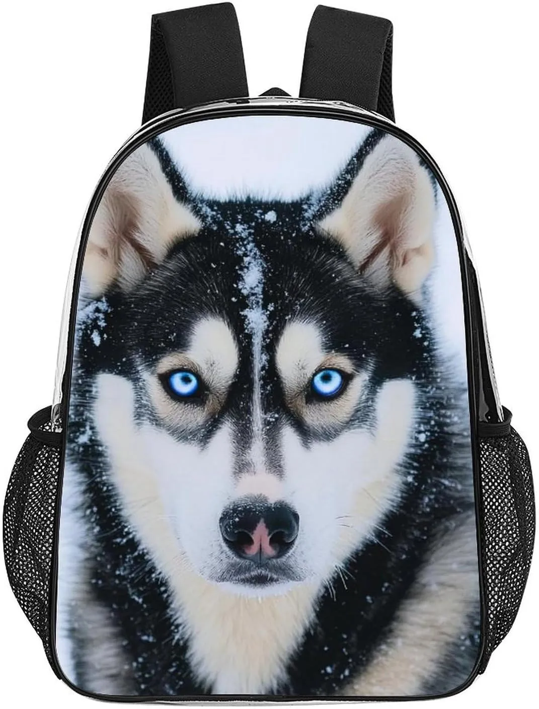 Transparent Daypack for Camping Travel Walking Cycling - Big Capacity Anti-Theft Multipurpose Bookbag, Funny Siberian Husky Dogs Camping Outdoor Backpack