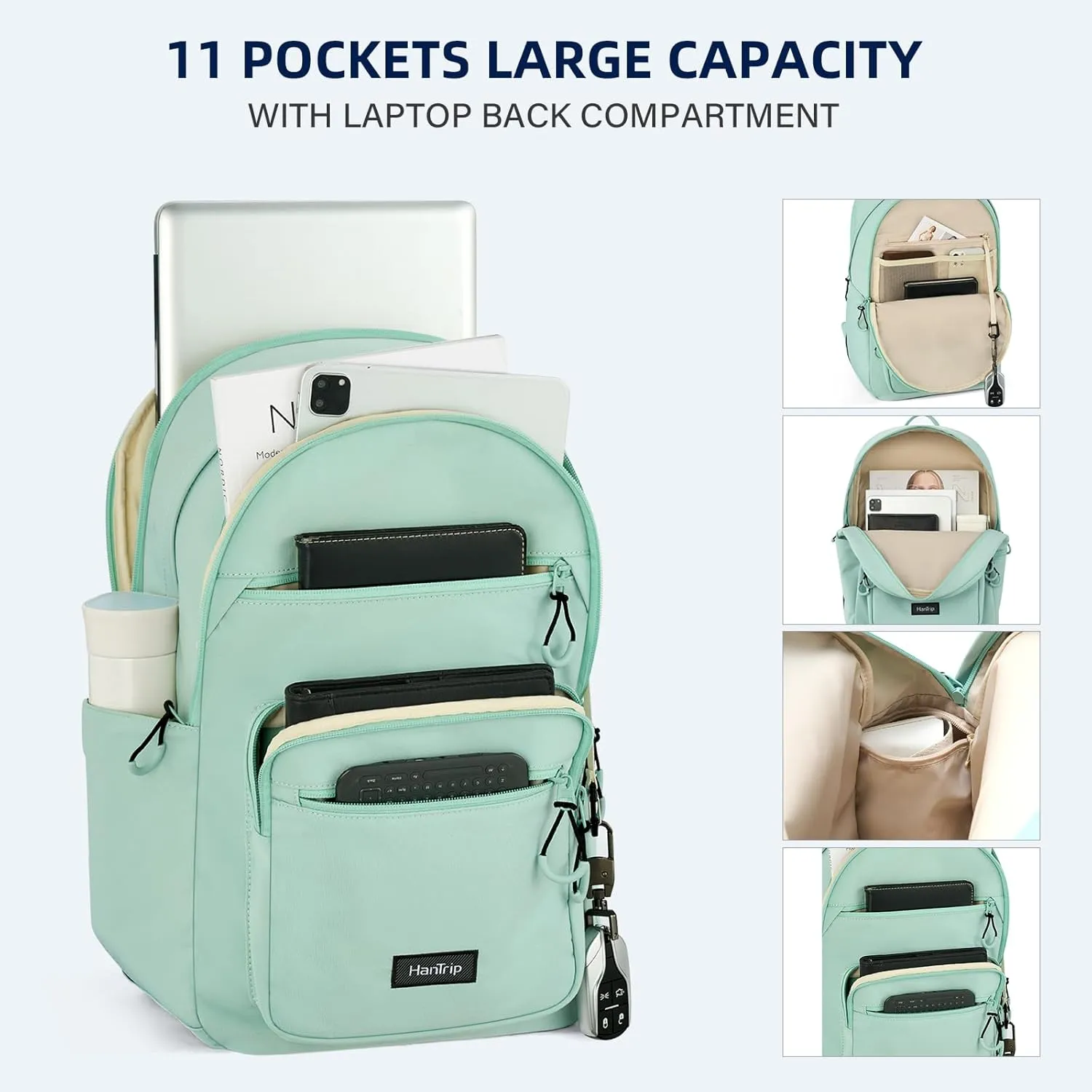 Travel Backpack for Women Men, 28L Lightweight Backpacks for Gym Nurse Work, Airplane Approved Carry On Personal Item Daypack Bookbag with 11 Pockets (Cyan)