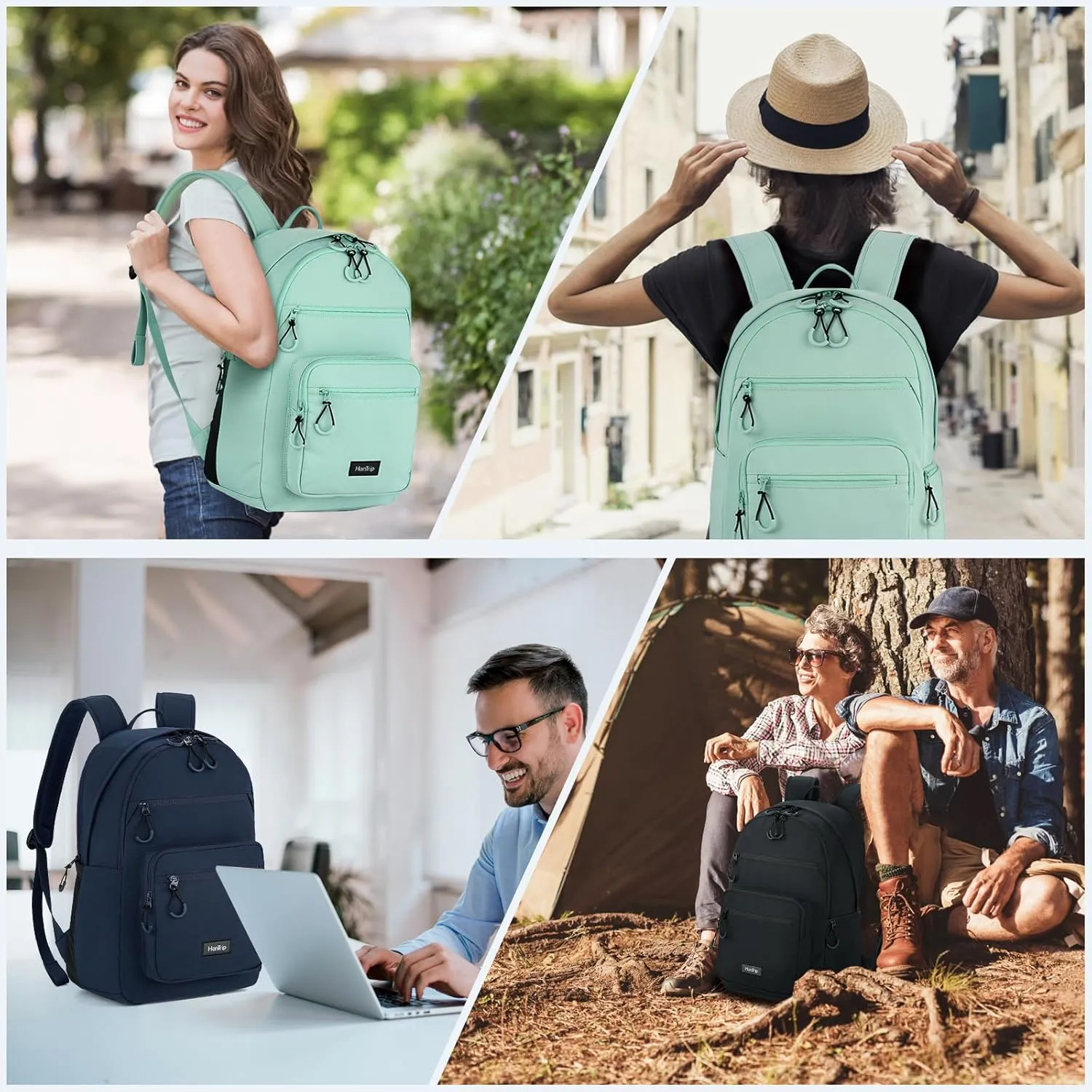 Travel Backpack for Women Men, 28L Lightweight Backpacks for Gym Nurse Work, Airplane Approved Carry On Personal Item Daypack Bookbag with 11 Pockets (Cyan)