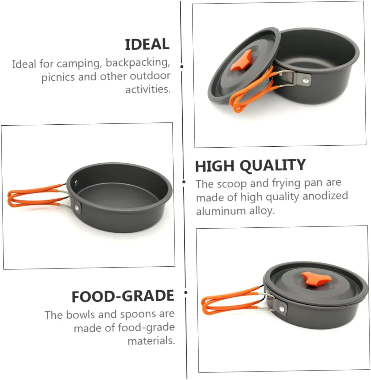 Travel Cooking Portable Outdoor Cookware for Camping Hiking Lightweight Anodized Non Stick Easy Clean