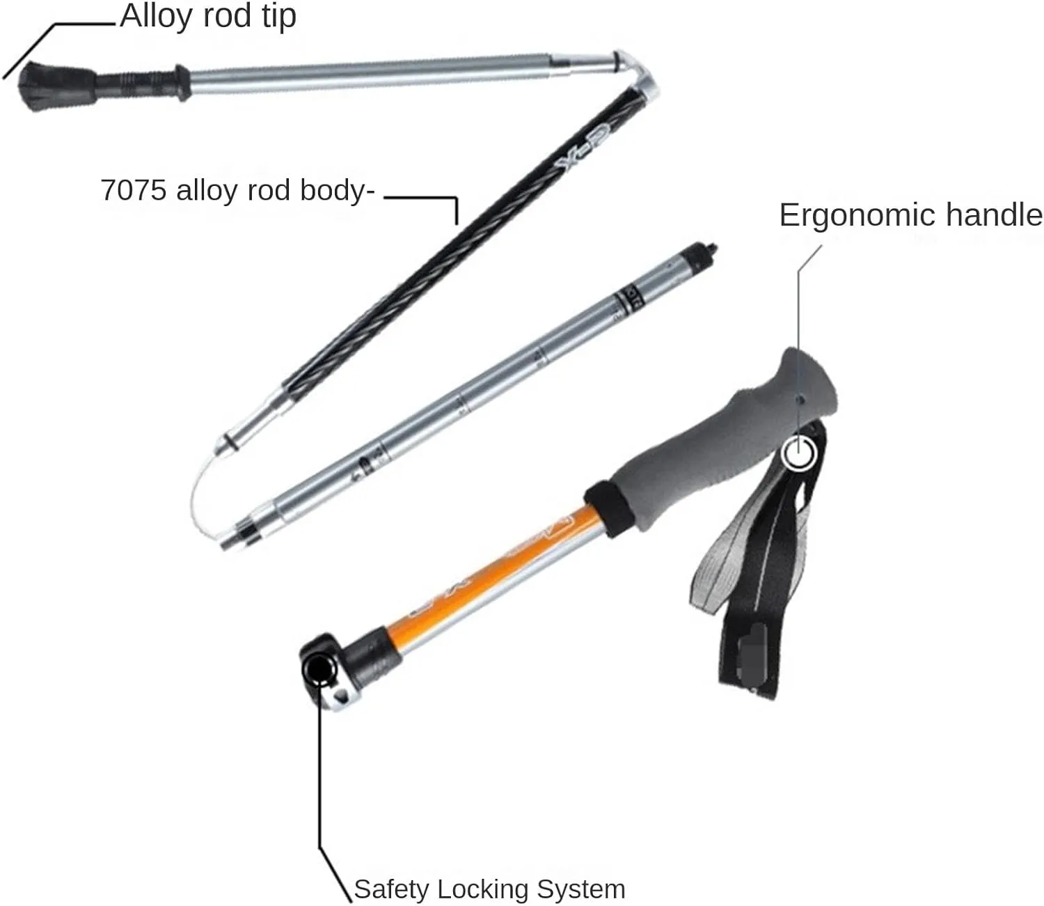 Travel Trekking Pole Adjustable Trekking Poles Hiking Walking Sticks Ultralight Aluminum Alloy for Backpacking Outdoor Activities
