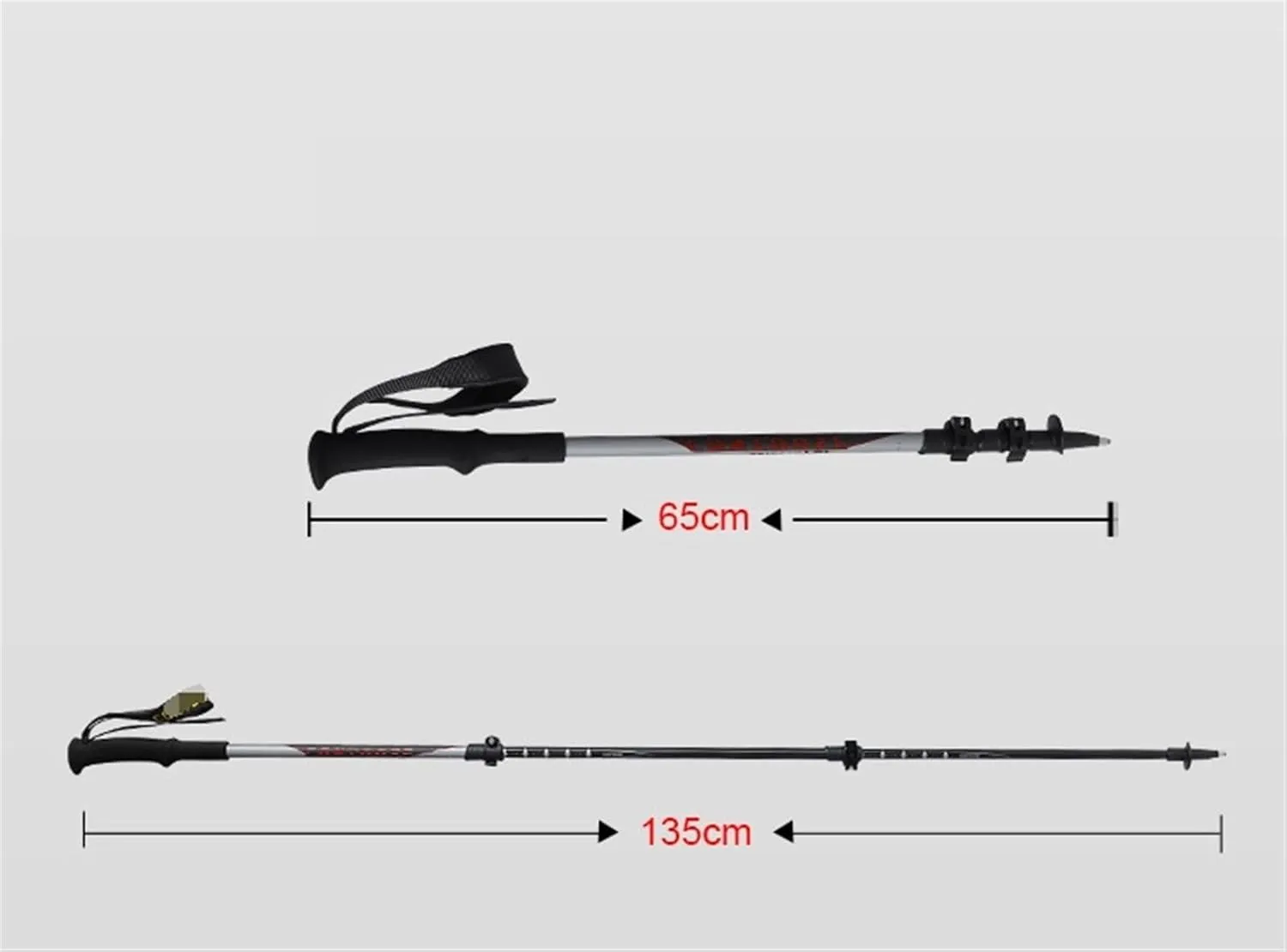 Travel Trekking Pole Aluminum Alloy Trekking Poles Strong Adjustable Hiking Sticks Lightweight for Climbing Outdoor Activities(A)