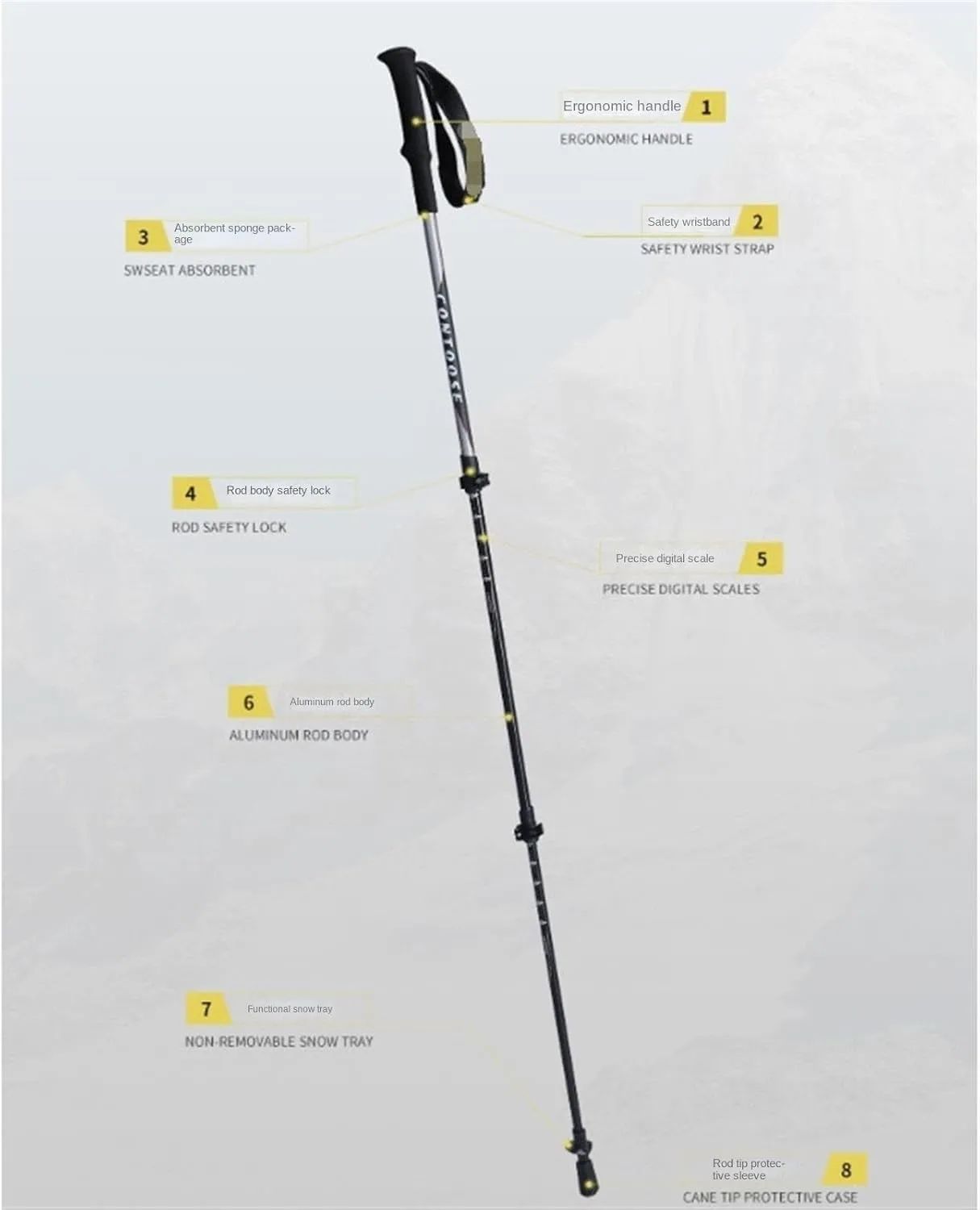 Travel Trekking Pole Aluminum Alloy Trekking Poles Strong Adjustable Hiking Sticks Lightweight for Climbing Outdoor Activities(A)