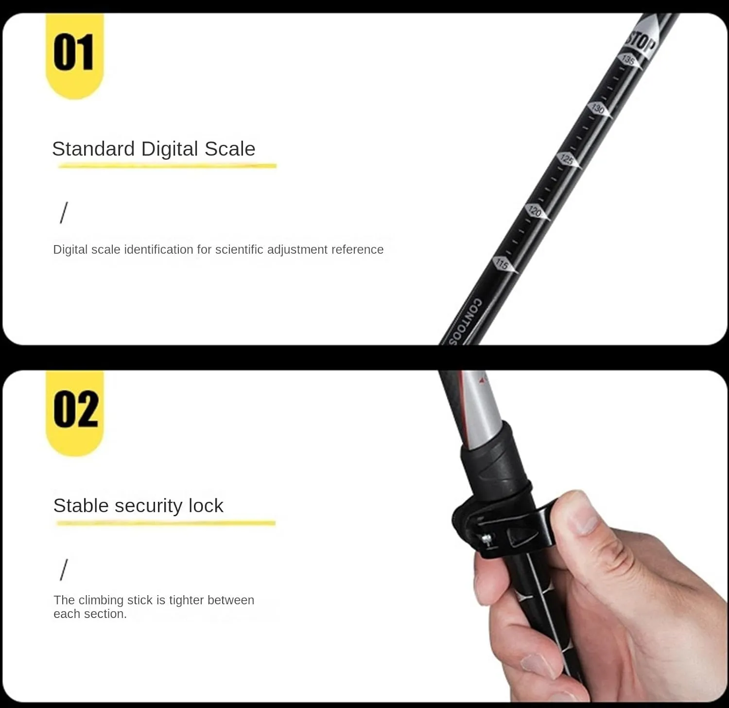 Travel Trekking Pole Aluminum Alloy Trekking Poles Strong Adjustable Hiking Sticks Lightweight for Climbing Outdoor Activities(A)