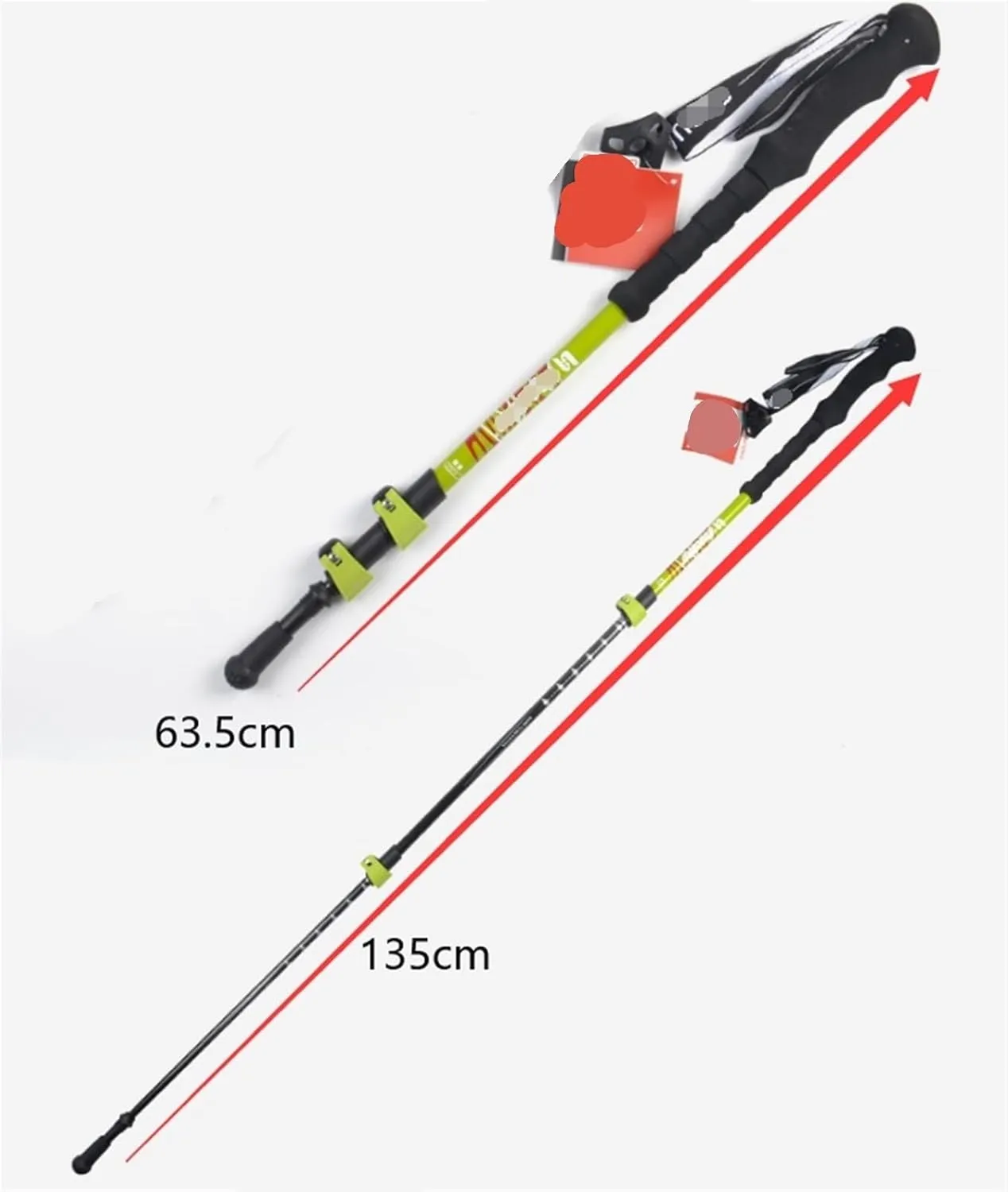 Travel Trekking Pole Foldable Outdoor Portable Trekking Pole Mountain Poles Walking Pole for Climbing Outdoor Activities(Green)