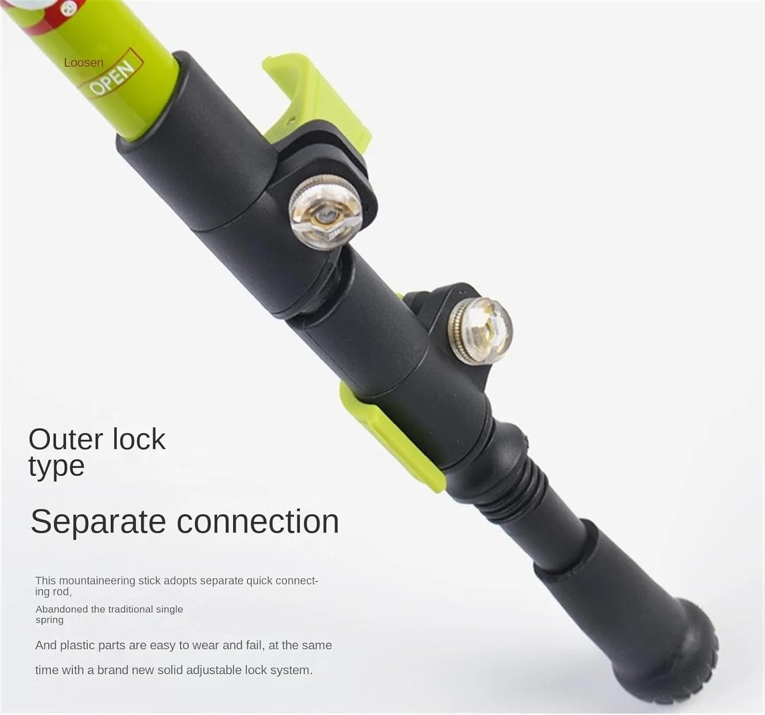Travel Trekking Pole Foldable Outdoor Portable Trekking Pole Mountain Poles Walking Pole for Climbing Outdoor Activities(Green)