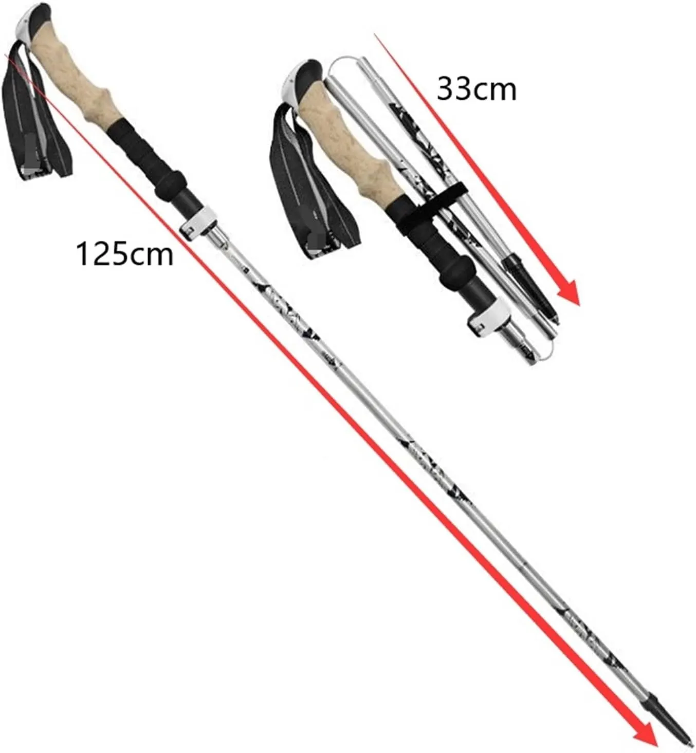 Travel Trekking Pole Hiking Poles Aluminum Alloy Trekking Sticks Lightweight Telescopic Strong for Camping Outdoor Activities