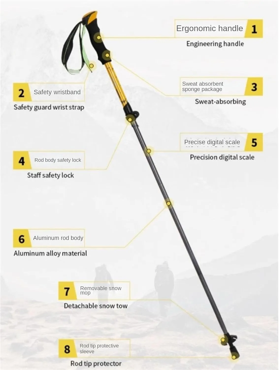 Travel Trekking Pole Lightweight Hiking Poles Aluminum Trekking Poles Walking Poles Sticks for Mountaining Outdoor Activities