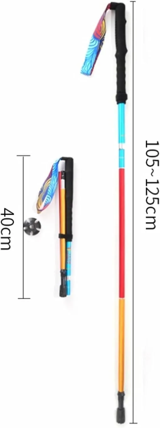 Travel Trekking Pole Lightweight Trekking Hiking Poles Aluminum Alloy Strong Folding Walking Stick for Camping Outdoor Activities