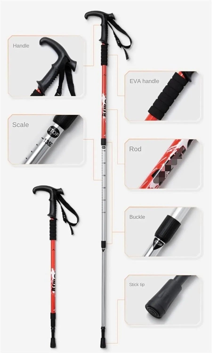 Travel Trekking Pole Multifunctional Trekking Poles Outdoor Folding Trekking Poles Ultra-Light Aluminum Alloy Outdoor Activities